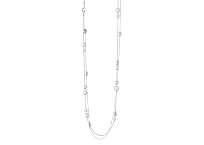 Rhodium Plated Womens 4 mm Beaded Chain